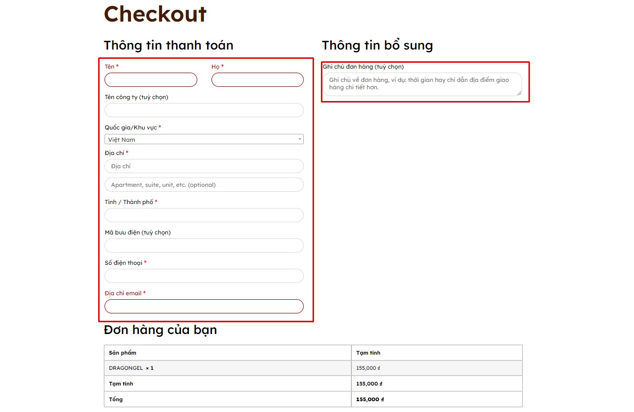 Ghi chú đơn hàng Ghi chú đơn hàng