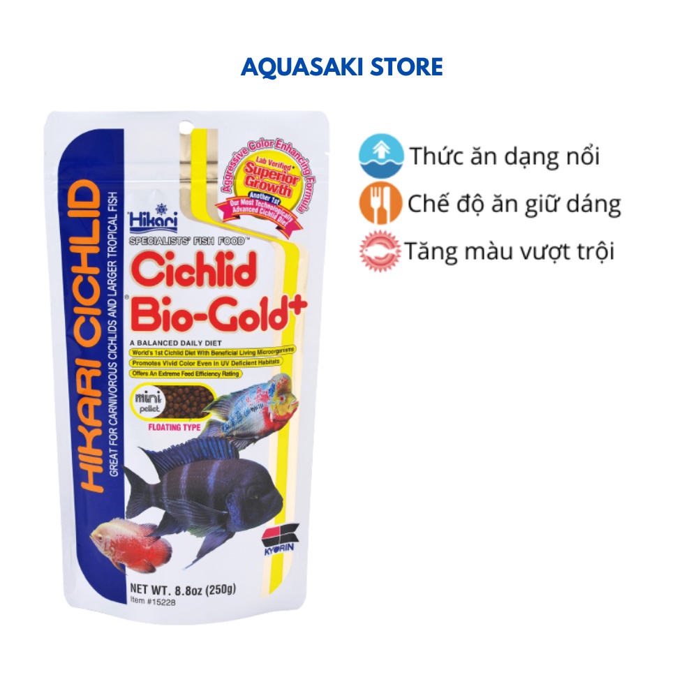 Thức ăn cá la hán Hikari Cichlid Bio-Gold+ 250g