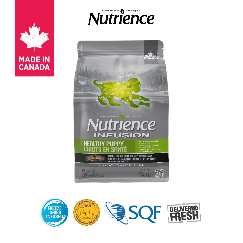 Thức ăn cho chó con Nutrience Infusion Healthy Puppy - thịt gà, dầu cá hồi và rau củ trái cây 2.27kg